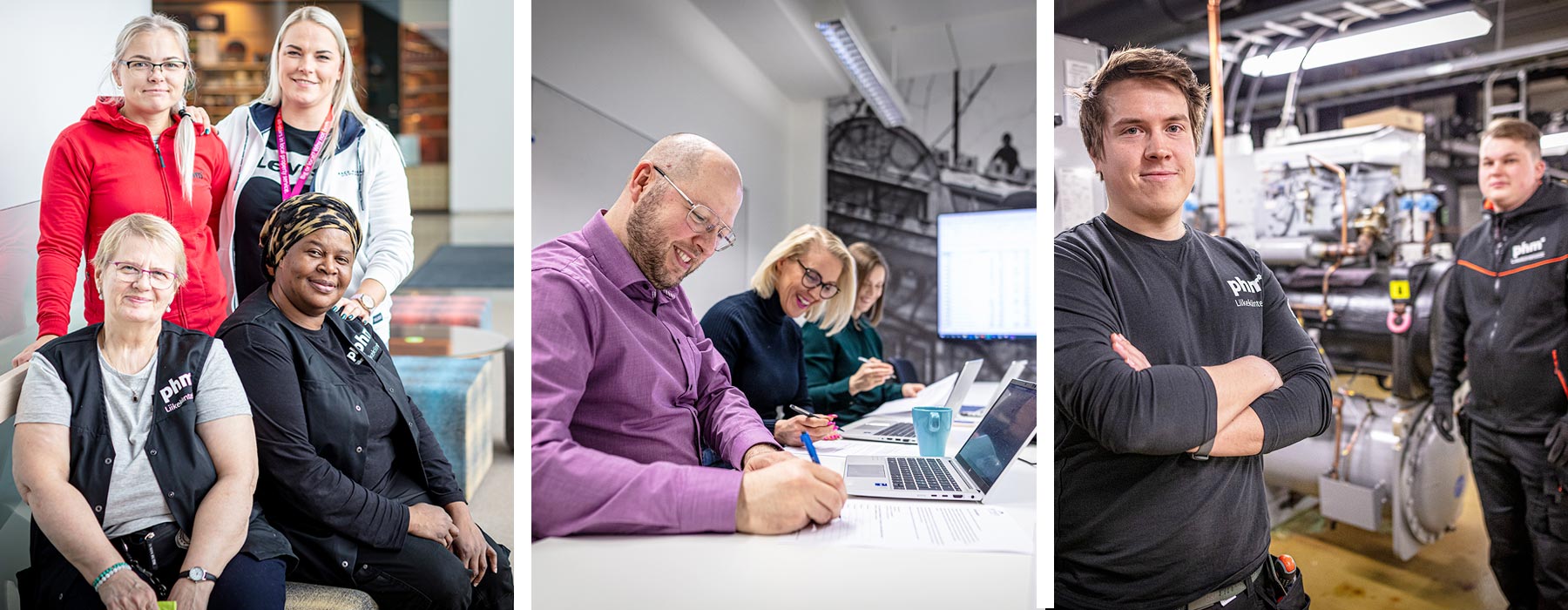 PHM Groupin työntekijöitä eri rooleissa